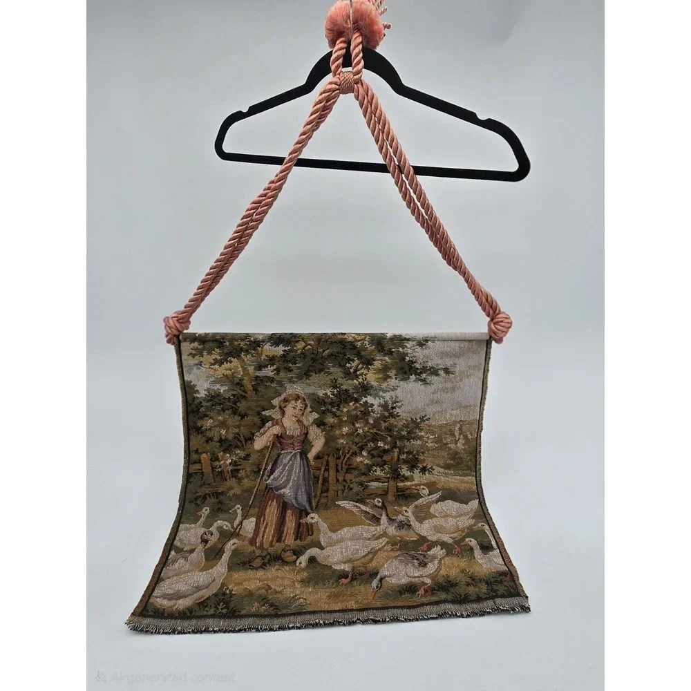 Vintage Hanging Tapestry Pair French Country